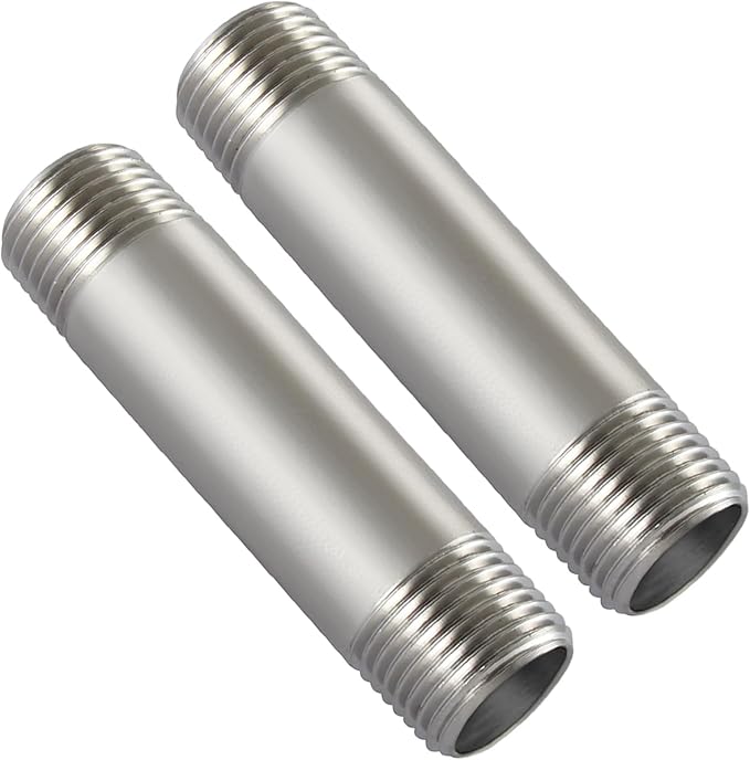 Beduan Stainless Steel Pipe Fittings, 3/4" NPT x 3/4" NPT Male Threaded, 6" Length Nipple Cast Pipe (Pack of 2)