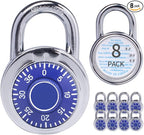 Combination Padlocks with Metal Body, Indoor Use for Gym Lockers & School Locker,Blue, 8-Pack