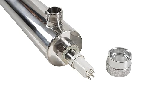 55W UV Ultraviolet Light Plus Sediment & Carbon Well Water Filter Purifier System with 3/4" Ports, 12 GPM UV with Bluonics Water Filter Housing System Size 4.5" x 10" Filters