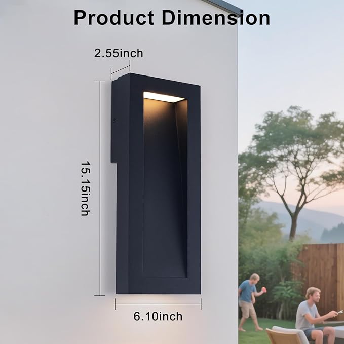 Modern Outdoor Wall Light with LED, Exterior Lighting Fixtures 2700K Integrated, Matte Black Outside Wall Mount Lights for House Front Door Porch Garage Patio Black 2 Packs