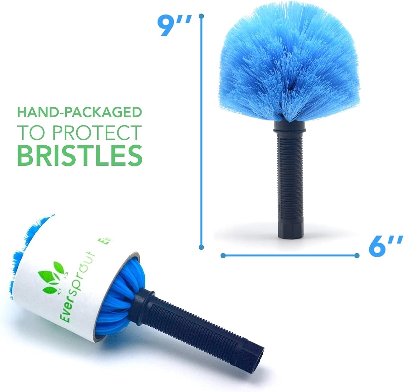 EVERSPROUT Duster 3-Pack | Hand-Packaged Cobweb Duster, Microfiber Feather Duster, Flexible Ceiling Fan Duster | Twists onto Standard ACME Threaded Poles (Pole Sold Separately) (Medium-Stiff Bristles)