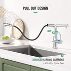 CREA Kitchen Faucet with Pull Down Sprayer - Pre Wet Bar Sink Faucets Single Hole/Handle - Brushed Nichel Stainless Steel Small Faucet for Mini Sink RV Outdoor Utility Laundry Room Faucet