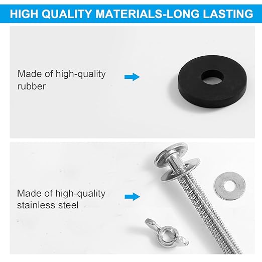 2PCS Universal Toilet Seat Bolts Kit,5/16 * 3.15 Inch Heavy Duty Stainless Steel Toilet Seat Screws with Specially Designed Stainless Steel Butterfly Downlock Nuts，Easy Installation and Long Lasting