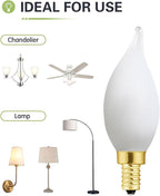 E12 Dimmable Candelabra Bulb 2700k Warm White Candle Light Bulb 40 Watt Small Base Frosted Chandelier Led Bulb E12 Bulbs 4W for Chandelier,Ceiling Fan,400lm,6 Pack