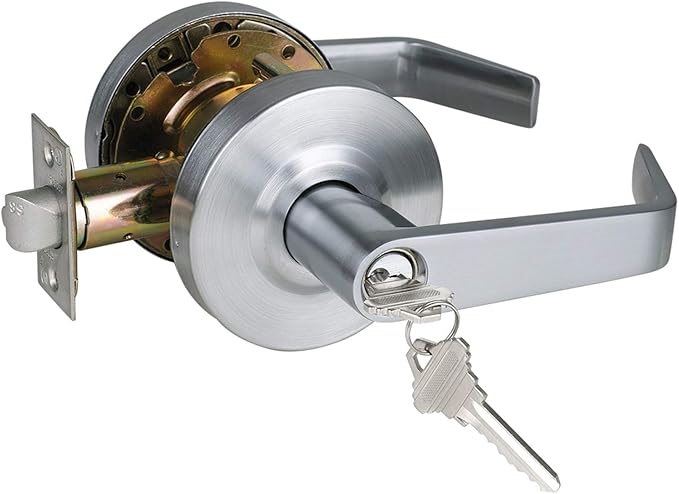 Storeroom Door Handle Heavy Duty Grade 2 Commercial Door Locks, Non-Handed, UL 3 Hour Fire Rated, ADA Compliant, Satin Chrome Finish 26D, 2-3/4''Backset, X-XG-ST-70