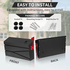 Wall Mount Mailbox, Large Capacity Mailbox for House, with Flag, Visibility Galvanized Steel Rust-Proof Metal Post Drop Box, Mailboxes for Outside, 15.74"×9.84"×4.33" Solar Lanterns Black