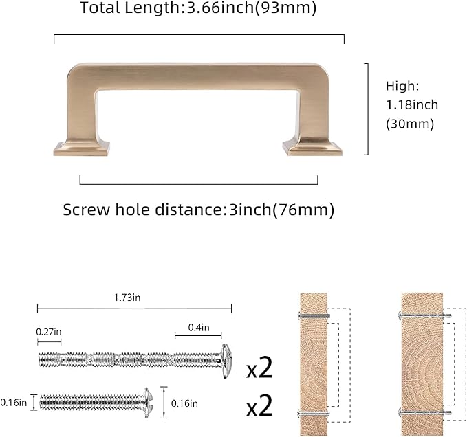 COTYKILEY 10 Pack 3 Inch(76mm) Champagne Bronze Cabinet Handles Champagne Kitchen Cabinet Pulls Cabinet Door Handles Kitchen Cabinet Hardware Cupboard Drawer Pulls Dresser Handles