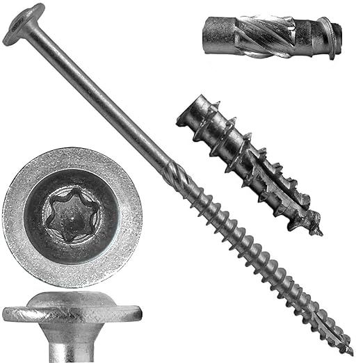 Jake Sales #15 x 5 Construction Lag Screw Stainless Steel T-30 Torx/Star Drive Heavy Duty Lag Screw Far Superior to Common Lag Screws Modified Truss Washer Head (50 Screw Count)