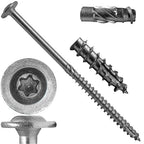 Jake Sales #15 x 5 Construction Lag Screw Stainless Steel T-30 Torx/Star Drive Heavy Duty Lag Screw Far Superior to Common Lag Screws Modified Truss Washer Head (50 Screw Count)
