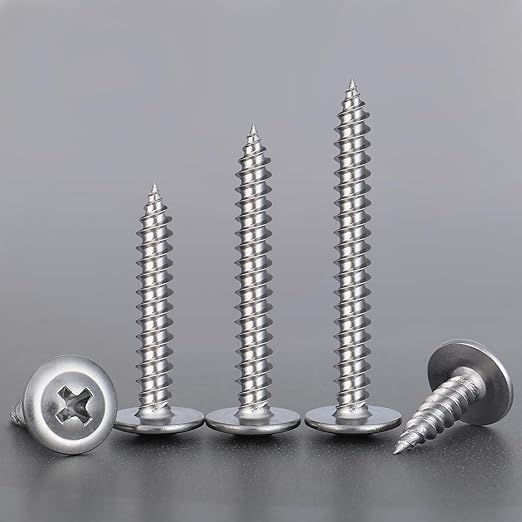 165Pcs #8 Modified Truss Head Wood Screws Assortment Kit, Stainless Steel 410 Quick Metal Self Tapping Screws, 6 Sizes (1/2", 3/4", 1", 1-1/4", 1-1/2", 2")