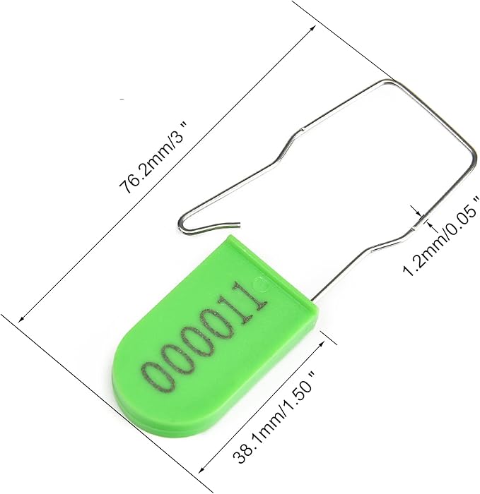 1000PCS Plastic Padlock Security Seals Metal Wire Padlocks Electric Meter Lockout Tags Self-Locking Numbered Anti Tamper Seal Tags Green
