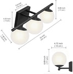 New Bathroom Vanity Light Fixtures Brushed Bronze Milk White Globe Glass Shade Modern Wall Bar Sconce Over Mirror (Black, 3 light-24inch-G9)