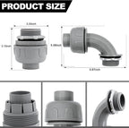 2 inch Liquid Tight Connector PVC Flexible Conduit Connector,180 Degree and 90 Degree UL Listed Liquid Tight Connector, Non-Metallic Electrical Conduit Fittings (6 Pack)