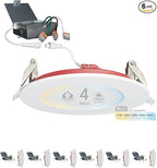 NUWATT 2 Hour Fire Rated Recessed Lighting 4 Inch Wafer LED Lights, 2700K/3000K/3500K/4000K/5000K Selectable, 12W, Dimmable 900LM, Wet & IC Rated, 90 CRI Canless Light, ETL, No Tenmat Needed, 6 Pack