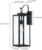 Pia Ricco Extra Large Size Outdoor Wall Lights, 22.5 Inch Matte Black Oversized Exterior Light Fixture with Clear Glass Shade, Front Porch Lighting, Modern Sconce Lantern for House, Garage, ETL Listed