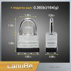 LanuBe Lock Laminated keyed Padlock (1-9/16", 40mm), keyed Alike Locks, Normal Shackle,Marked Black Plastic Hoop, Pack of 100