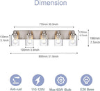 5 Light Brushed Nickel Vanity Lights Bathroom Lighting Fixtures Over Mirror, Modern Bathroom Lights with Clear Glass Shade, Farmhouse Vanity Wall Sconces Lighting for Bedroom Living Room