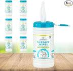 6 Pack Surface Cleaning Wipes with Bleach, All-Purpose Cleaner for Bathroom, Kitchen, Office, 450 Count Canister, Fresh Scent, 7.5" x 7" Sheet, Lint Free & Durable