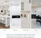 MORE Stone & Quartz Cleaner + Protector - Water-Based Surface Spray - Granite, Quartz & Marble Cleaner - For Kitchen & Bathroom Countertops & Floors - Peppermint-Thyme Essential Oil - Pint (16oz)