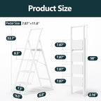WOA WOA 4 Step Ladder, Foldable Ladder with Wide Pedals and Handle, Sturdy Ladders for Home and Kitchen with Anti-Slip Feet, Supports up to 330 lbs - White