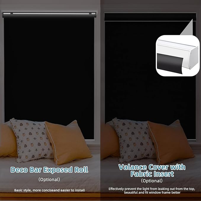 SmartWings Motorized Smart Blinds with Remote, Custom Automatic 100% Blackout Roller Shade Compatible with Alexa/Homekit/Google, Electric Smart Blinds for Indoor Windows, Vinyl Black