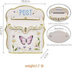 Mailbox Wall Mount Mailboxes for Outside Vintage Mail Boxes for House Outside Metal Drop Box Antique Style Nostalgic Charm Home Decorative Butterfly Pink