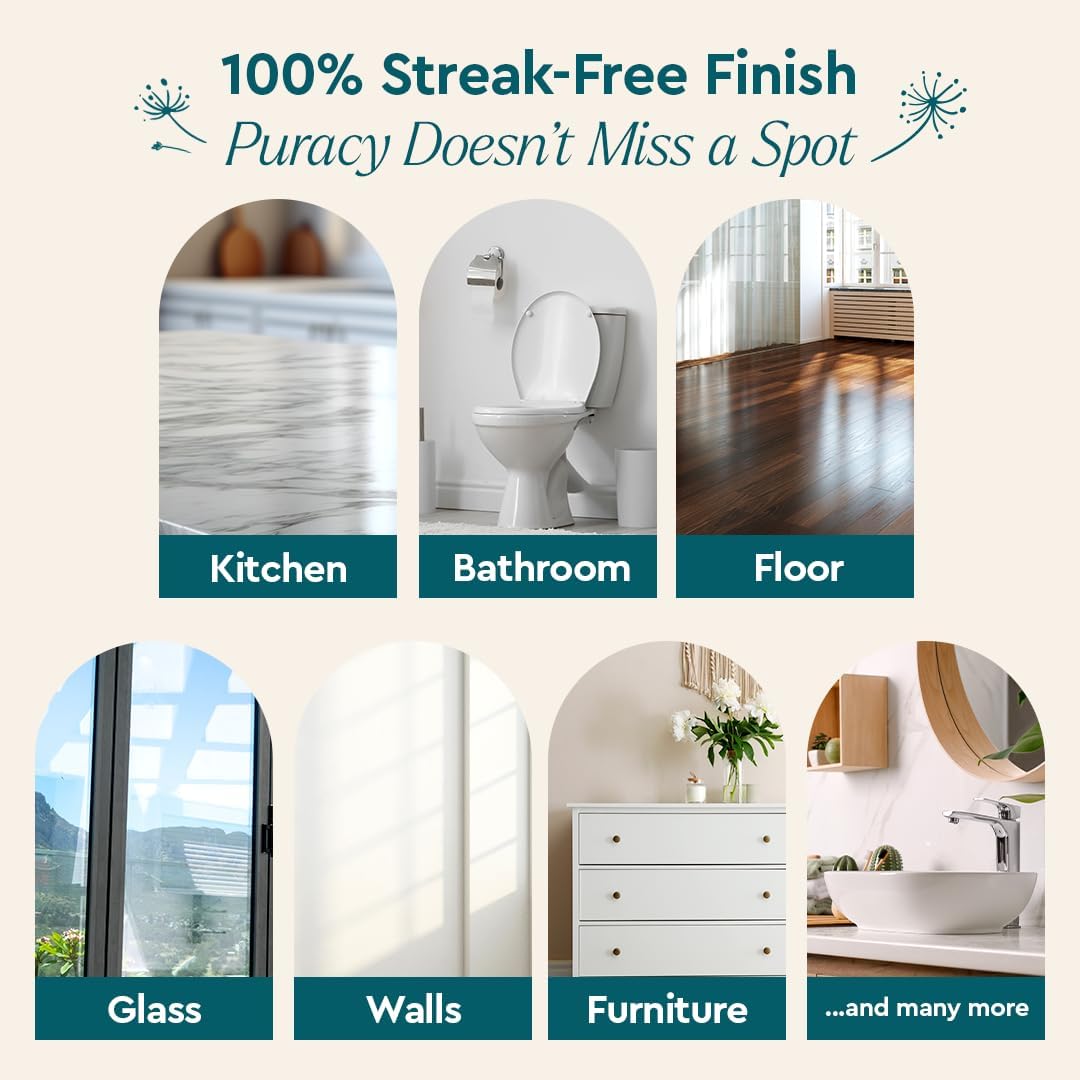 Puracy 99.9% Natural All Purpose Cleaner Concentrate - Makes 128oz Multi Purpose Cleaner - Green Tea & Lime - Surface Cleaner, Floor Cleaner, Kitchen, Cleaner, Bathroom Cleaner - Cleaning supplies