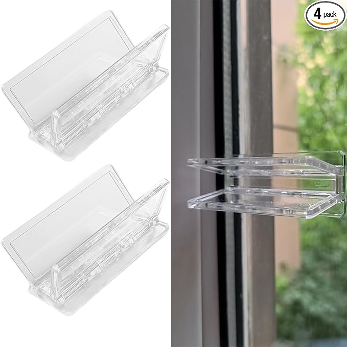 Sliding Door Lock Window Locks - 2-Pack, Childproof Sliding Glass Door Stopper, Home Security Door Lock、Patio Door Lock for Child Proof (Clear-2 Pack)