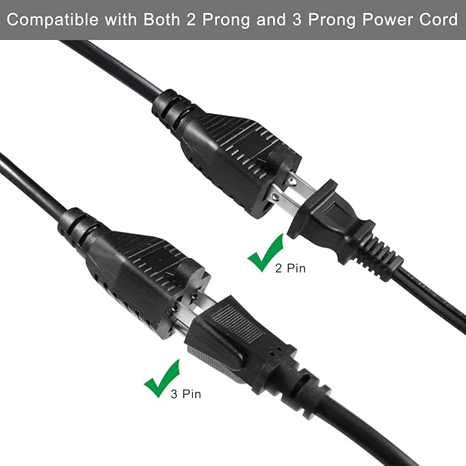 KUNCAN 4-Outlet Power Splitter Cord - 3 Prong 1 to 4 Way Male to Female Multi Plug Adapter, 1.5FT 16AWG 13A Y Style Extension Cord with Outlet Cover for Computer, LED Stage Light (Black 2-Pack)