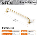 Goo-Ki 7.56"(192mm) c-c Champagne Bronze Cabinet Handle Drawer Pulls Zinc Alloy Kitchen Hardware - 6 Pack Modern Bar Pull Handles for Cupboard Wardrobe,9338UBR-192