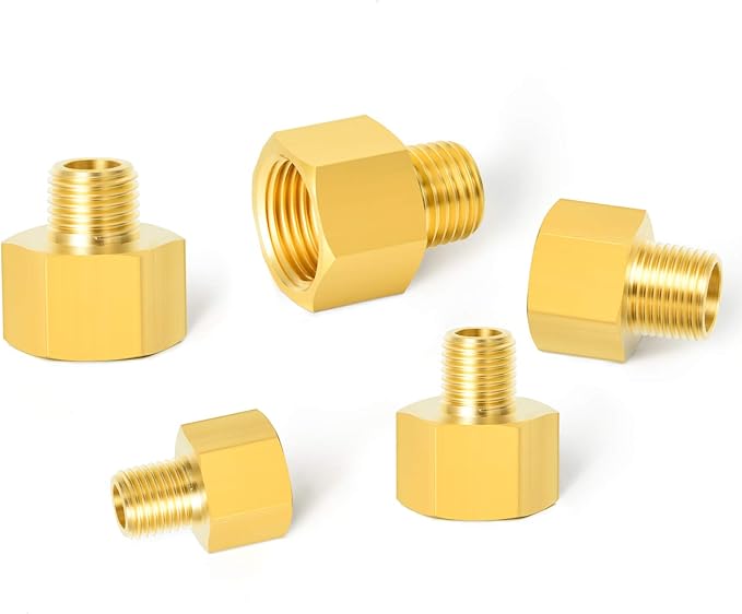 GASHER 10PCS Brass Reducer Pipe Fitting, Reducer Adapter Kit, 1/4 x 1/8, 3/8 x 1/8, 3/8 x 1/4, 1/2 x 1/4, 1/2 x 3/8