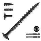 #14 x 3 Inch Lag Screws (440Pcs) 10lb. Structural Wood Screw, Black, Carbon Steel, Washer Head, Rust Resistant epoxy Coated, T30 Star Bit