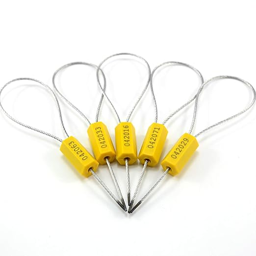 2000 pcs Tamper Proof Security Cable Wire Seals Numbered Pad-Lock Pull-Tite Security Tag Straps for Trailers, Cargo, Truck (Yellow)