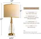 OYEARS 23" Table Lamps for Living Room Set of 2 Bedside Lamps for Night Stands Bedroom Lamps Farmhouse Rattan Boho Lamp Glass Nightlight End Table Lamp with USB C+A (Gold),Two Light Points