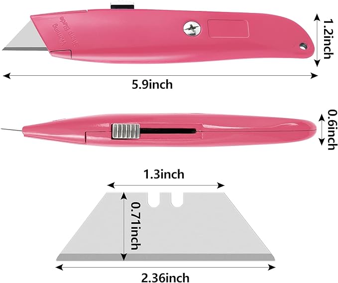 DIYSELF Utility Knife, 20 Pack Heavy Duty Box Cutter Retractable, Box Cutter Knife, Box Opener, Cardboard Cutter, Utility Knives for Garage, Home and Office, Box Cutters for Daily Use (Pink)