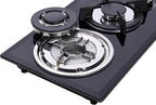 12 Inch Dual Fuel Gas Cooktop - Sealed 2 Burners, Tempered Glass, Drop-in Gas Hob DK123-A01S, Black