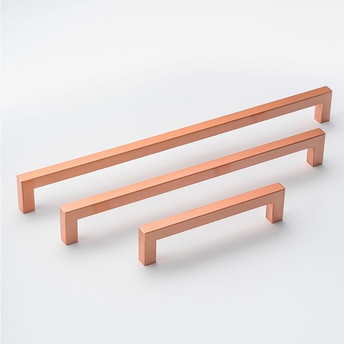 10 Pack Kitchen Cabinet Handles 5 Inch Brushed Copper Square Cabinet Pulls Red Copper Drawer Handles Bar Cupboard Handles Modern Stainless Steel Kitchen Cabinet Hardware