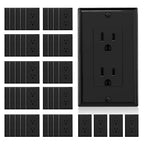 ELEGRP Decorator Receptacle, 15A 125V Standard Electrical Wall Outlet, 2 Pole 3 Wire, Non-Tamper Resistant, NEMA 5-15R, Self-Grounding Residential Grade, w/Wall Plate, UL (Glossy Black, 50 Pack)