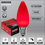 Wintergreen Lighting 25-Pack OptiCore C9 LED Red Christmas Light Bulbs - Valentine Lights Ceramic Style Vintage Christmas Lights Replacement Indoor/Outdoor, E17 Base (Red Smooth)