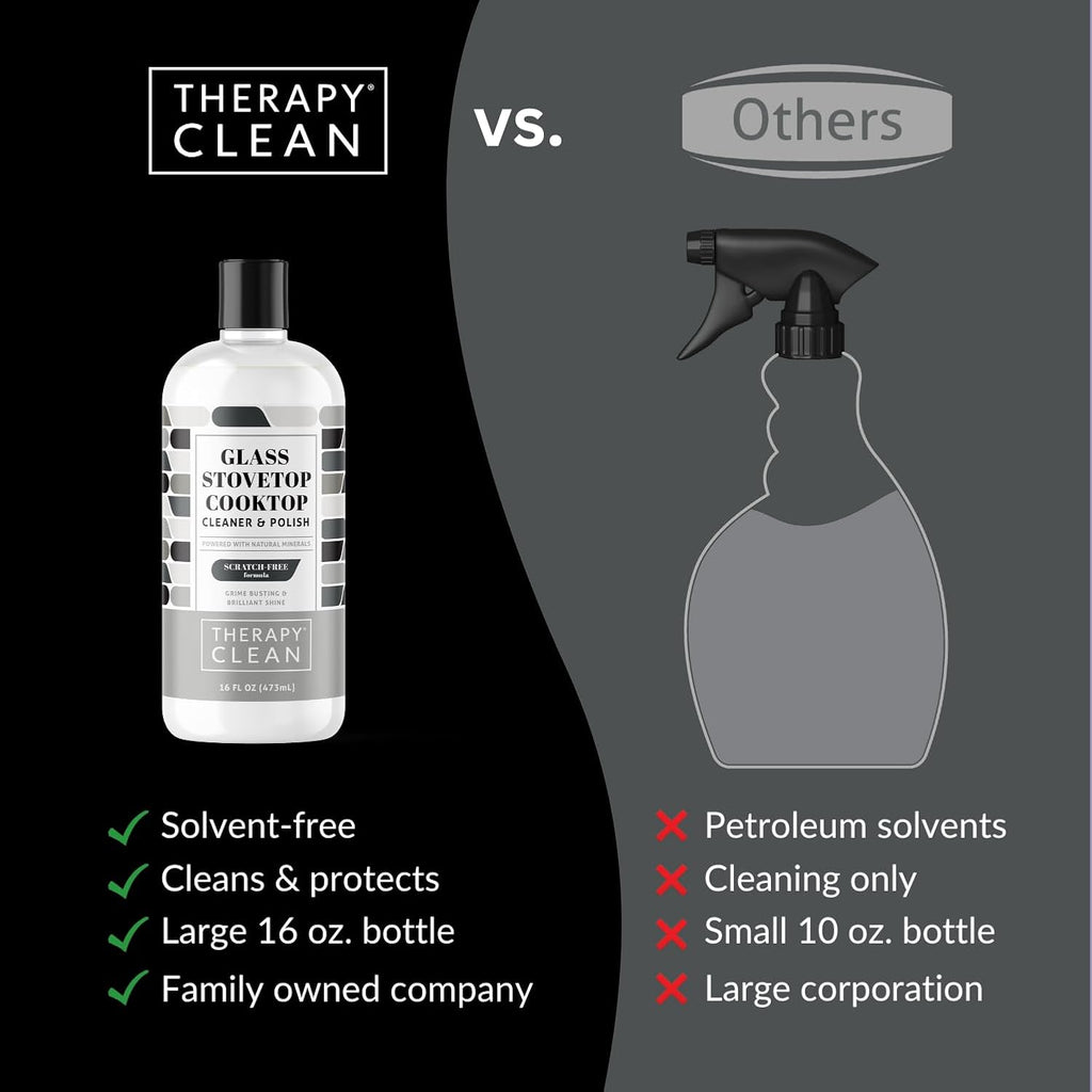 Therapy Glass Stove Top Cleaner 16 fl oz. (2 Pack) - Safe for Ceramic, Electric, Induction Stovetops
