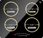 K&H 4 Burner 24 Inch Built-in Induction Electric Stove Top Ceramic Cooktop Touch Control 240V 6000W IN24-6004