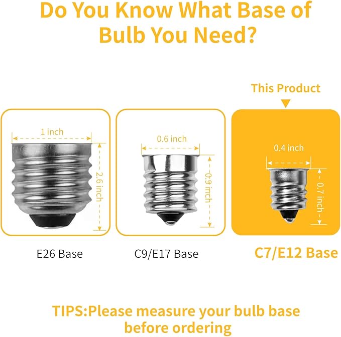 Meconard C7 Led Replacement Christmas Light Bulbs, C7 Shatterproof Led Bulbs for Christmas Indoor Outdoor String Lights, E12 Candelabra Base, Commercial Grade Holiday Bulbs, Warm White, 50 Pack