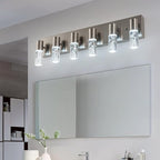 Bathroom Vanity 6 Light Fixture Modern Over Mirror Lighting with Bubble Light Shades and LED White Light 6000K Perfect Bathroom Lighting Fixtures Over Mirror for Your Home………