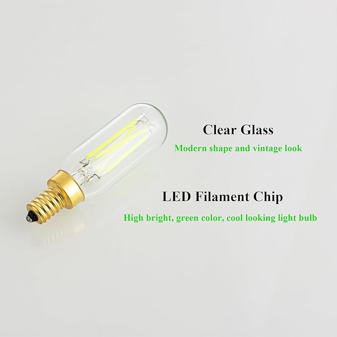 E12 Green Light Bulb Colored Chandelier Light Bulbs, 4W 40 Watt Equivalent Dimmable Green Candelabra Light Bulbs, 6 Pack