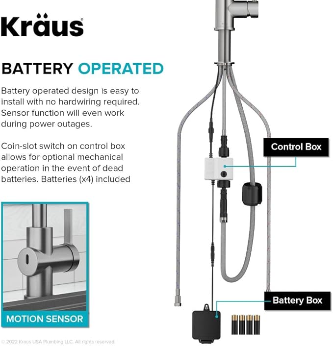 KRAUS Britt Touchless Sensor Commercial Single Handle Pull Down Kitchen Faucet in Spot Free Stainless Steel, KSF-1691SFS