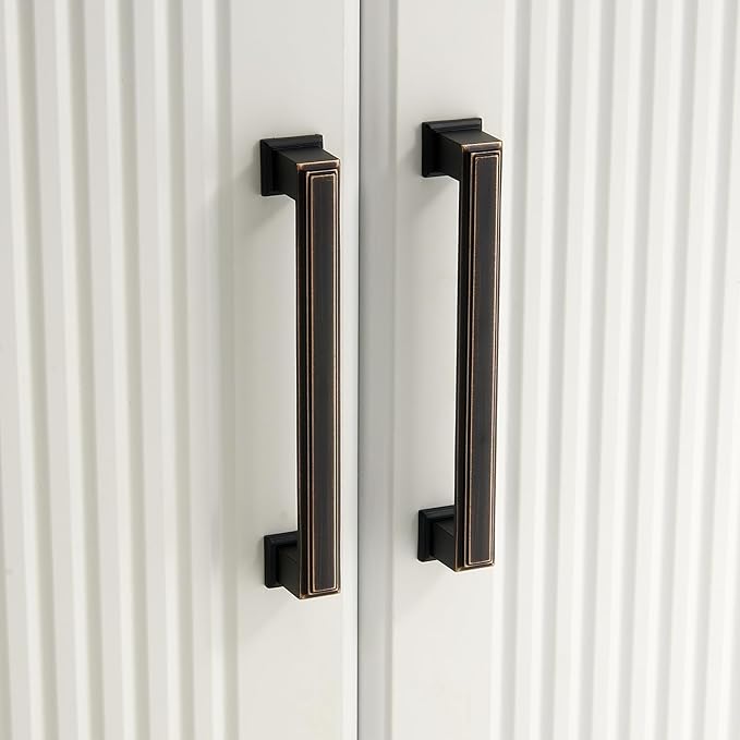 10 Pack 5 Inch(128mm) Hole Center Oil Rubbed Bronze Modern Cabinet Pulls Kitchen Cabinet Handles Kitchen Cabinet Hardware Timeless Drawer Pulls for Dresser Cupboard Wardrobe, ORB(5x10)