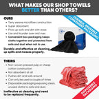 Black Microfiber Shop Towels | MWipes Reusable Shop Rags | 50 Rags in a Box (400 Count) | Super Absorbent, Machine Washable Hundreds of Times | Automotive, Paint, Industrial (8, Black)