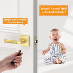 Amerdeco 5 Pack Privacy Door Handles - Brushed Gold Interior Lever, Heavy Duty for Bedroom and Bathroom, Knurled, Reversible Keyless for Right & Left Side AM0021