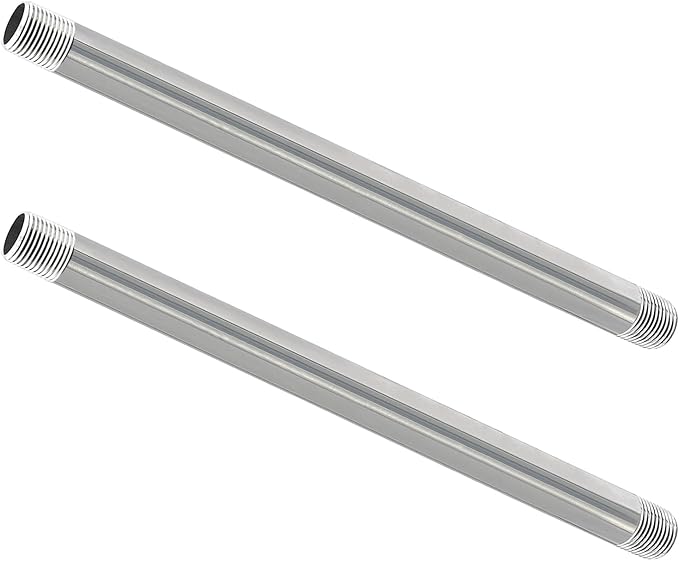 GeilSpace 3/4" x 16" Stainless Steel Pipe, 304 Pipe Nipple Fits Standard 3/4 Inch Threaded Pipes and Fittings, DIY Industrial Metal tube (2 PCS)