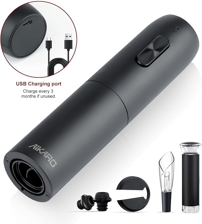 AIKARO - Electric Wine Bottle Opener Automatic Corkscrew, Rechargeable (Set C)